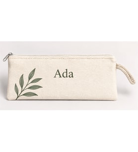 Kişiye Özel Yaprak Dalı Köşe Baskılı Fermuarlı Clutch El Çantası Makyaj Çantası