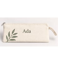 Kişiye Özel Yaprak Dalı Köşe Baskılı Fermuarlı Clutch El Çantası Makyaj Çantası