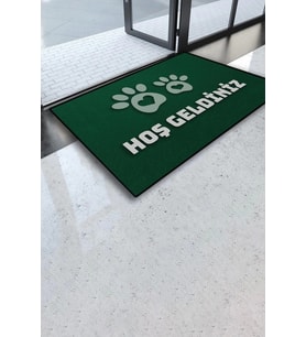 Valerine Life Veteriner Kliniği Yeşil Renk Hoş Geldiniz Pet Shop Kapı Önü Paspası 45x70cm