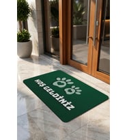 Valerine Life Kapı Önü Paspası 45x70cm Kaymaz Taban Dekoratif iç Dış Mekan Veteriner Kliniği Yeşil
