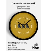 İsme Özel Sevimli Kuş Çocuk Odası Duvar Saati Orta Boy 30 cm Siyah Camlı Sessiz