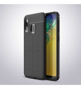 Samsung Galaxy A20 Kılıf Esnek Pu-Deri Leather-Pu Serisi Protected Case (Siyah)
