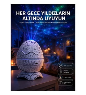 Mey İthalat® Yumurta Görünümlü Masa ve Gece Lambası Renk Değiştirebilen Projektör