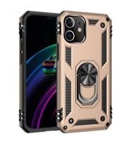 Newface Apple iPhone 12 Kılıf Sofya Yüzüklü Silikon Kapak - Gold