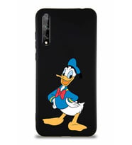 Huawei P Smart S Soft Premier Kapak Donald Duck-C Tasarımlı Silikon Kılıf - Siyah (Şeffaf)
