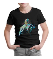 Colorful Octopus Siyah Çocuk Tshirt