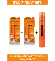 Fontenay Saç Şekillendirici Pudra Toz Wax Ultra Strong Turuncu 20gr X2 + 400ml Saç Spreyi 3'Lü Set