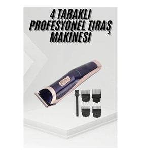Mey İthalat® Tıraş Makinesi 4 Başlıklı Paslanmaz Çelik Bıçaklı Tüm Saç Tiplerine Uygun