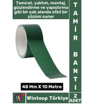 Uzun Ömürlü Su Nem Küfe Dayanıklı Çok Amaçlı YEŞİL Montaj Onarım Tamir Bantı 48 Mm X 10 Metre 2 Adet