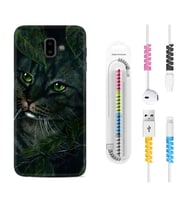 Samsung J6 Plus J7 Prime J7 Pro M20 Kılıf Kablo Koruma Spiral Silikon Flowers Cat 1345