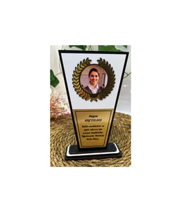 Kişiye Özel Fasetli Ahşap Plaket Fotoğraflı Öğretmenler Günü Plaketi (17cm)