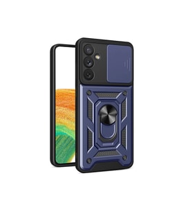 Vendas Samsung Galaxy A34 Kılıf Magnetik Standlı Kamera Korumalı Zore Sürgülü Vega Kapak (Mavi)