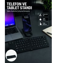 Bluetooth Katlanabilir Klavye Usb-c Şarjlı 3 Cihaz Bağlantılı Taşınabilir Klavye