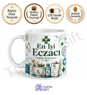 Eczacıya Hediye Kişiye Özel Baskılı Kupa Bardak Eczacı Günü Hediyesi
