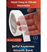 #ŞeffafKaydırmaz Şeffaf Kaydırmaz Güvenlik Bandı 36 mm x 2,5 Metre Merdiven Zemin Küvet Banyo Fayans