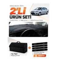FORD FOCUS 2.5 SEDAN KAPAKLI (2008-2011) Uyumlu Torpido Örtüsü + Tay Tüyü Bagaj Çantası Seti - Siyah