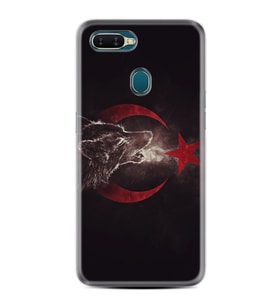 Oppo A5S A15 A16 A54 A55 A73 A74 Kılıf Desemli Silikon Kurt ve Ay Yıldız 1403