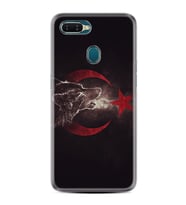 Oppo A5S A15 A16 A54 A55 A73 A74 Kılıf Desemli Silikon Kurt ve Ay Yıldız 1403