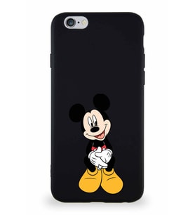 Apple iPhone 6 Soft Premier Kapak Mickey Mouse-A Tasarımlı Silikon Kılıf - Siyah (Şeffaf)