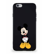 Apple iPhone 6 Soft Premier Kapak Mickey Mouse-A Tasarımlı Silikon Kılıf - Siyah (Şeffaf)