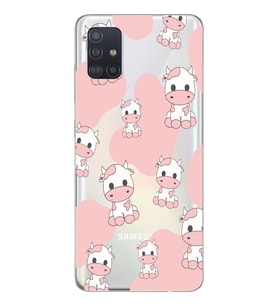 Samsung Galaxy A71 Uyumlu İnek Desenli Şeffaf Telefon Kılıfı
