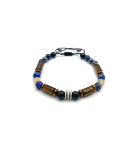 Erkek Başarı Kariyer Cesaret Bilekliği Shungite (Şungit) - Sodalit - Hematit - Lapis - Dumortierit -