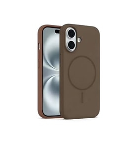 Coverzone ?phone 16e ile Uyumlu Kadife ?� Y�zeyli Premium Silikon K?l?f MagSafe ile Uyumlu Kablosuz ?arj Destekli Darbe Emici Yumu?ak Dokulu Koruma Tasar?ml? Telefon K?l?f? Kahverengi