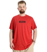 Mode XL Büyük Beden Erkek T-shirt KEEP THE GLOW 23149 Kırmızı