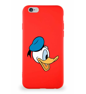 Apple iPhone 6S Soft Premier Kapak Donald Duck-F Tasarımlı Silikon Kılıf - Kırmızı (Şeffaf)
