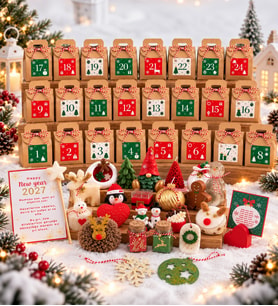 Yeni Yıl Macerası 24 Günlük Advent Calendar Yılbaşı Geri Sayım Sürpriz Hediye Kutusu Seti