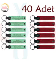 Yeşil & Kırmızı, Şirket Kutlamalarına Özel Hediye, 40’lı Set, İsimli Anlamlı Deri Anahtarlık