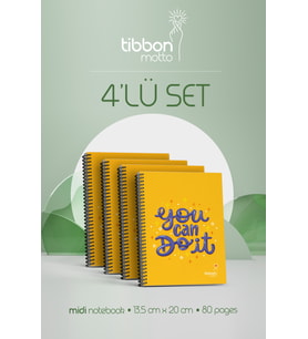 Tibbon Motto Midi Defter Spiralli 4'lü Set Do It