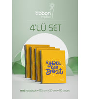Tibbon Motto Midi Defter Spiralli 4'lü Set Do It