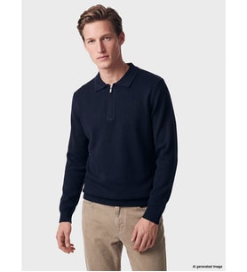 LCW Vision Lacivert Polo Yaka Erkek Triko Kazak