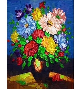 Renkli Çiçekler Sayılarla Boyama Seti 40x50 cm (Tuvale Gerili)