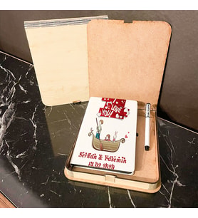 Sevgiliye Hediye Ahşap Kutulu Defter Kalem Set 035