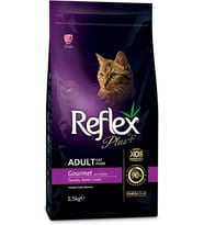 Plus Yetişkin Kediler için Tavuk Etli, Renkli Taneli Kedi Maması 1,5 Kg