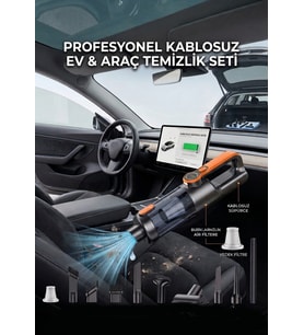 Araç İçi Uyumlu Şarjlı El Süpürgesi Yüksek Vakum Gücü Type-c Sarj 22000PA