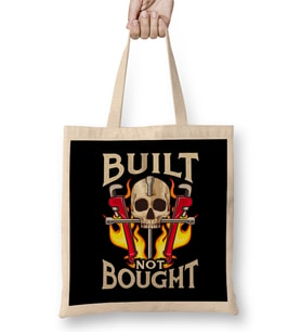 Built Not Bought Car & Motorcycle Mechanic Junkie Bez Çanta Uzun Saplı