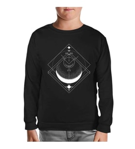 Ay Üçgeni Siyah Çocuk Sweatshirt