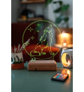 Kişiye Özel 3D Uluyan Kurt Masaüstü Led Lamba