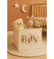 Baby Yazı Baskılı Çok Amaçlı Oyuncak Saklama Kutusu Katlanır Düzenleyici 30x30x30 (Standart)
