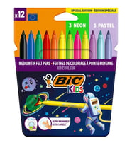 BİC KIDS COSMO KEÇELİ BOYA KALEMİ 12 Lİ - 6 STANDART - 3 NEON - 3 PASTEL RENK