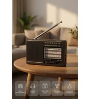 Siyah NS-8153 Taşınabilir Pilli Cep Radyosu Deprem Çantası Radyosu Am Fm SW-1-6 8 Bandlı Mini Radyo