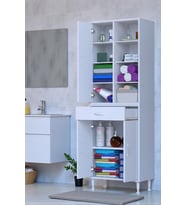 Eliusta Funci Beyaz Renk G:55 cm Banyo Dolabı 3 Kapaklı 7 Raflı Dolap 55x173x32,5 cm Boyutlarında Dolap