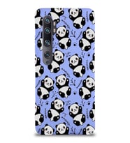 Xiaomi Mi Note 10 Pro Uyumlu Lansman Kılıf Panda Tasarımlı İçi Kadife Kapak-Lila (Şeffaf)