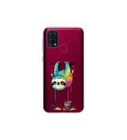 Samsung Galaxy M31 ile Uyumlu Splash Tembel Hayvan Tasarımlı Şeffaf Silikon Kılıf