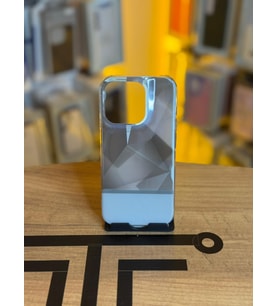 iPhone 15 Pro Uyumlu Kristal Görünümlü Geometrik Desenli Parlak Kılıf (Beyaz)