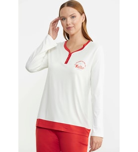 Renk Geçişli Rahat Kalıp Pijama Takım - Mercan