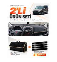 e-biz FIAT DOBLO D3 (2010-2013) KAPAKSIZ Uyumlu Torpido Örtüsü + Tay Tüyü Çanta - Siyah-Bej - FI006